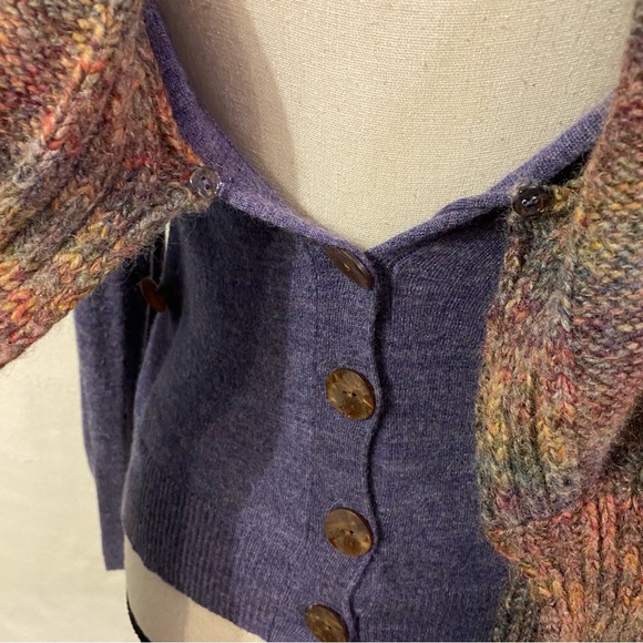 FLAWED Charlie & Robin Anthropologie purple scarf-wrapped wool sweater - Picture 6 of 15
